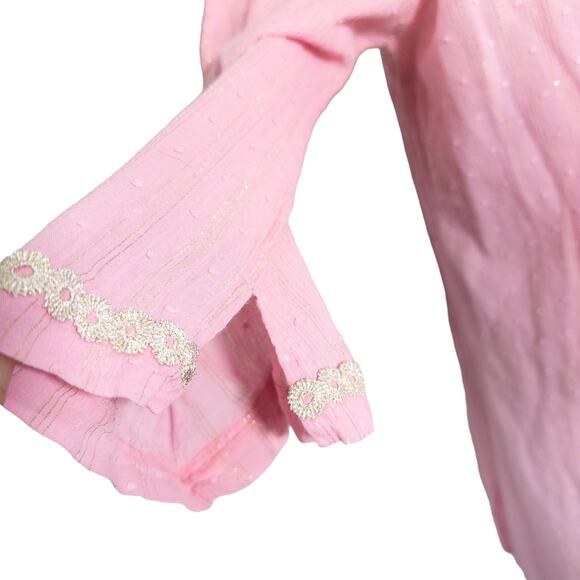 Lilly Pulitzer Textured Metallic Stripe Tunic Dress in Pastel Pink Gold Large - Picture 5 of 12